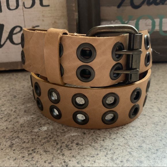 COPY - Tan Double Grommet Belt - Picture 1 of 4